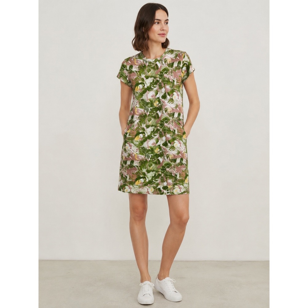Columbia Womans Sz XS Shirt Dress Short Sleeve Floral Camo Pockets Cotton